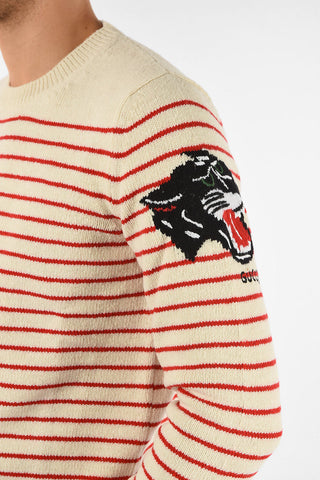 awning striped crew-neck sweater