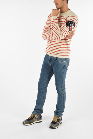 awning striped crew-neck sweater