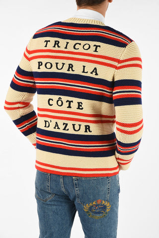pencil striped v-neck sweater