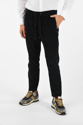 pantalone corduroy con elastico in vita