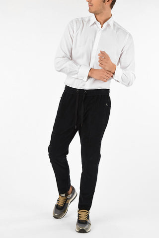pantalone corduroy con elastico in vita