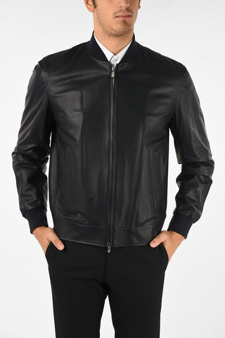 full zip leather bomber