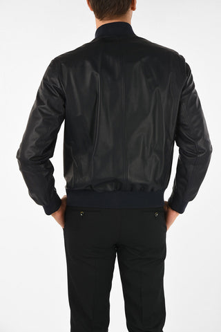 full zip leather bomber