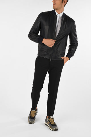 full zip leather bomber