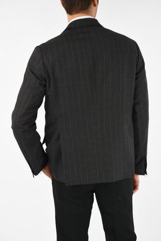 pinstriped side vents 1-button blazer