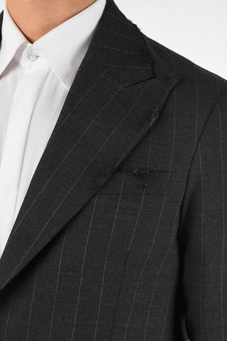 pinstriped side vents 1-button blazer
