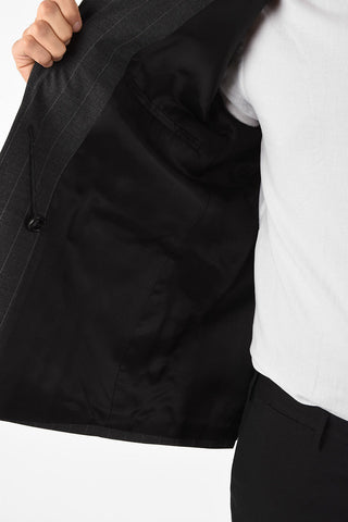 pinstriped side vents 1-button blazer