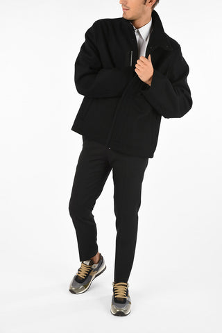 wool hidden closure peacoat
