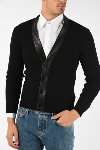 cashmere leather applications cardigan