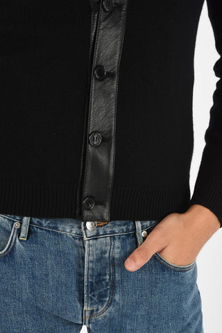 cashmere leather applications cardigan