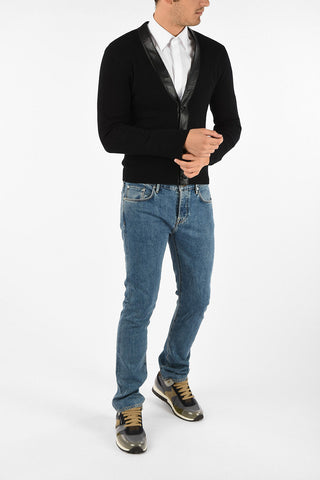 cashmere leather applications cardigan