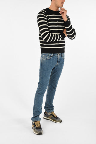 awning striped crew-neck sweater