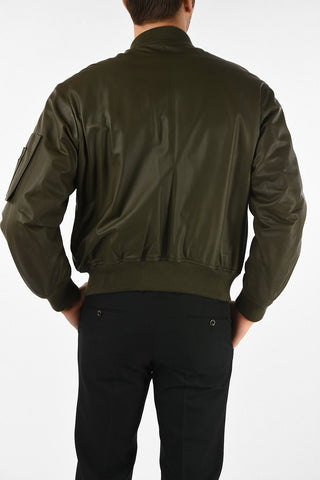 bomber in pelle con zip frontale