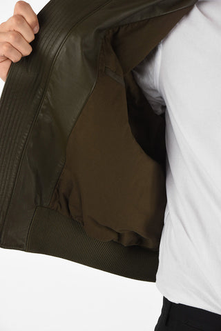 bomber in pelle con zip frontale