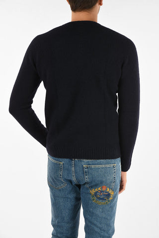 fuzzy crew-neck sweater