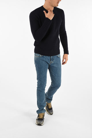 fuzzy crew-neck sweater