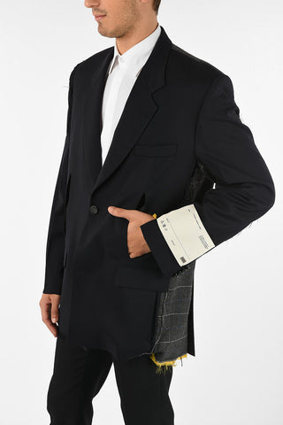 overcheck herringbone side vents 3-button blazer