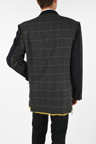 overcheck herringbone side vents 3-button blazer