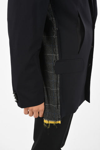 overcheck herringbone side vents 3-button blazer
