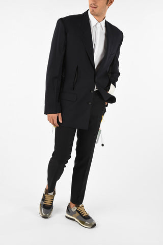 overcheck herringbone side vents 3-button blazer