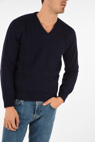cable knit v-neck sweater