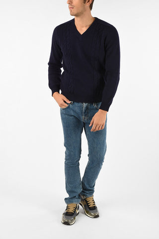 cable knit v-neck sweater