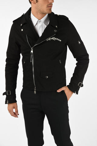 giubbotto in denim con zip frontale