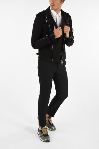 giubbotto in denim con zip frontale