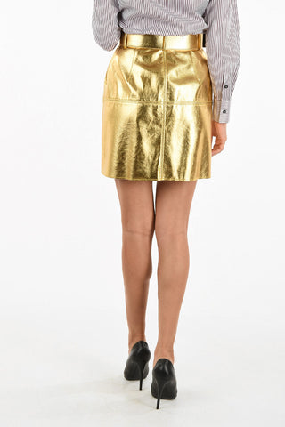 Metallic Faux Leather Mini Skirt