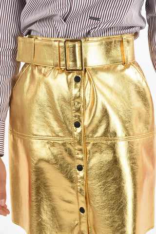 Metallic Faux Leather Mini Skirt