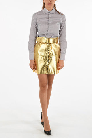 Metallic Faux Leather Mini Skirt