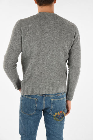 fuzzy virgin wool crew-neck sweater