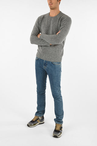 fuzzy virgin wool crew-neck sweater