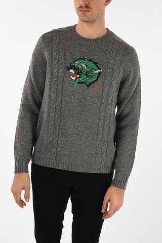 aran crew-neck sweater
