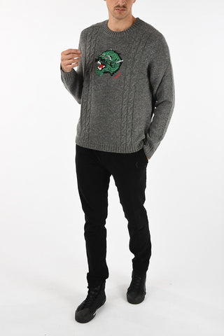aran crew-neck sweater