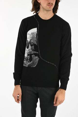 skull embroidered crew-neck sweater