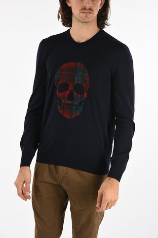 skull embroidered crew-neck sweater