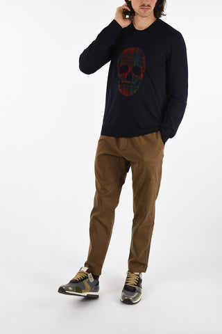 skull embroidered crew-neck sweater