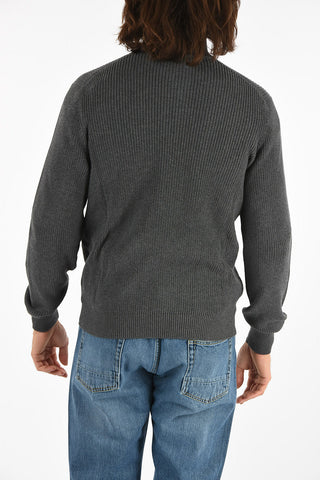 Full zip twill sweater
