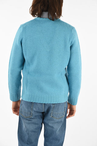 twill v-neck sweater