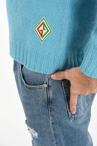 twill v-neck sweater