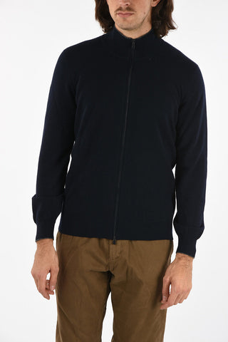 Full zip cashmere turtle-neck sweater