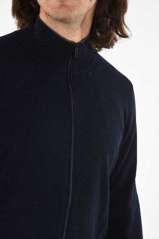 Full zip cashmere turtle-neck sweater