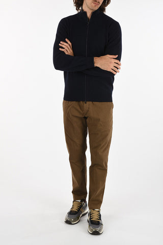Full zip cashmere turtle-neck sweater