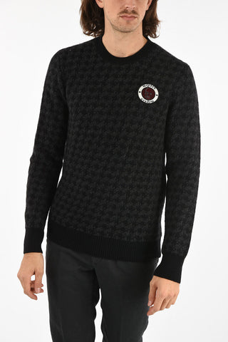 houndstooth crew-neck sweater