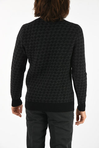houndstooth crew-neck sweater