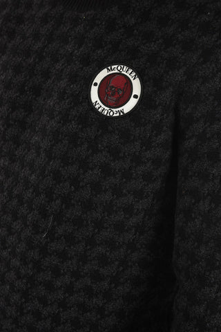 houndstooth crew-neck sweater