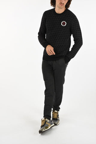 houndstooth crew-neck sweater