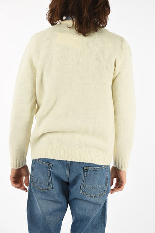 twill v-neck sweater