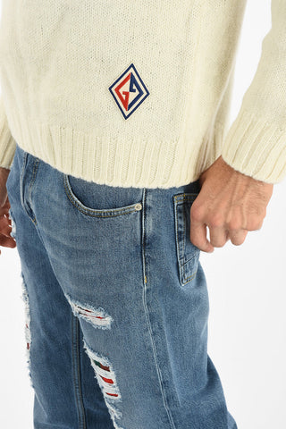 twill v-neck sweater